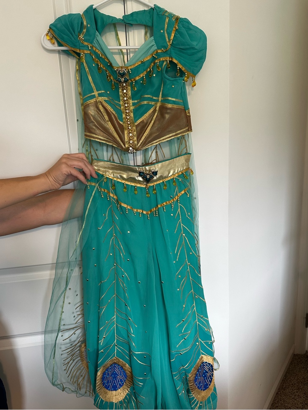 Disney Jasmine Beautifully Beaded Two-Piece Princess Kids Costume Set - size 8